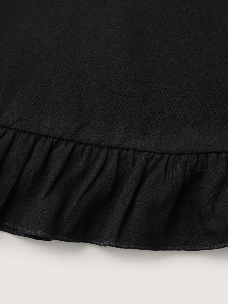 Colorful Shirred Waistband Ruffled Hem Pants