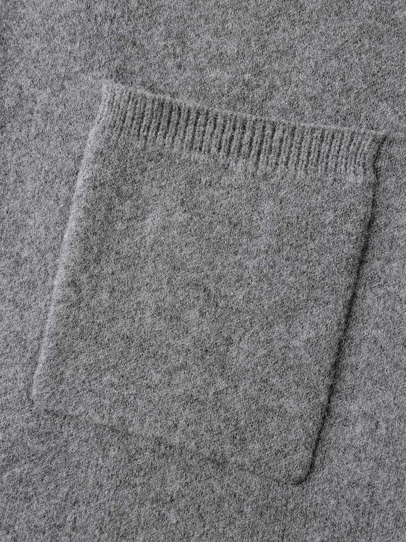 Notched Lapels Slit Back Knit Cardigan
