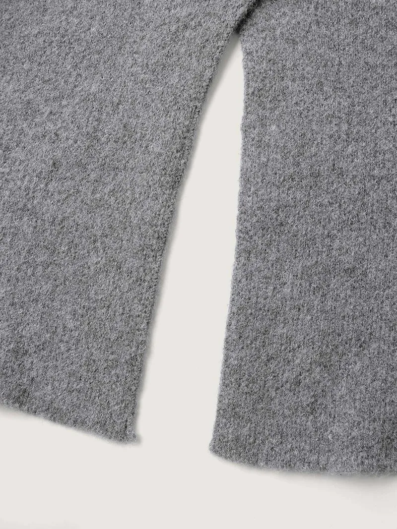 Notched Lapels Slit Back Knit Cardigan