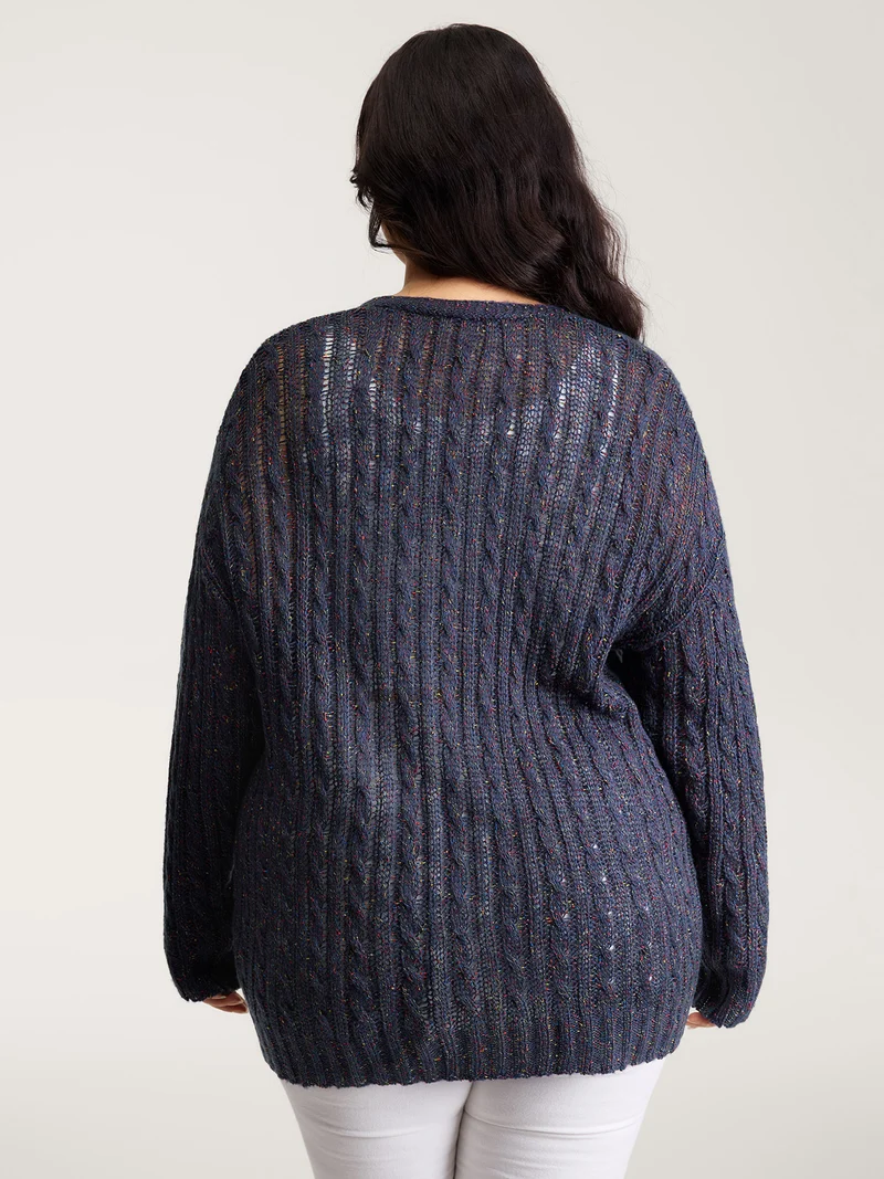 Textured Heather Pockets Open-Front Cardigan