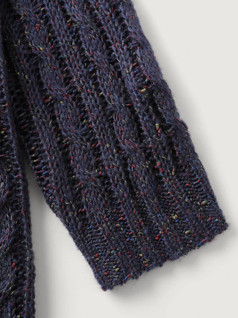 Textured Heather Pockets Open-Front Cardigan