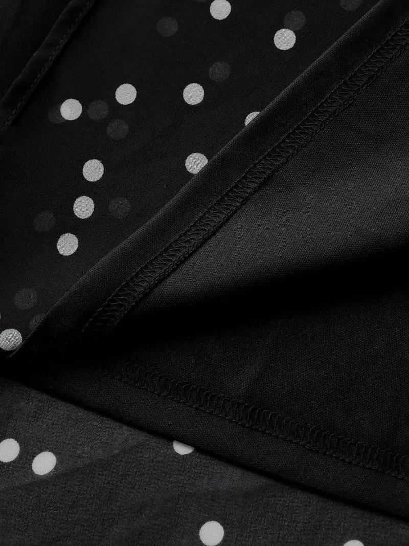 Polka Dots Doll Collar Contrast Midi Dress