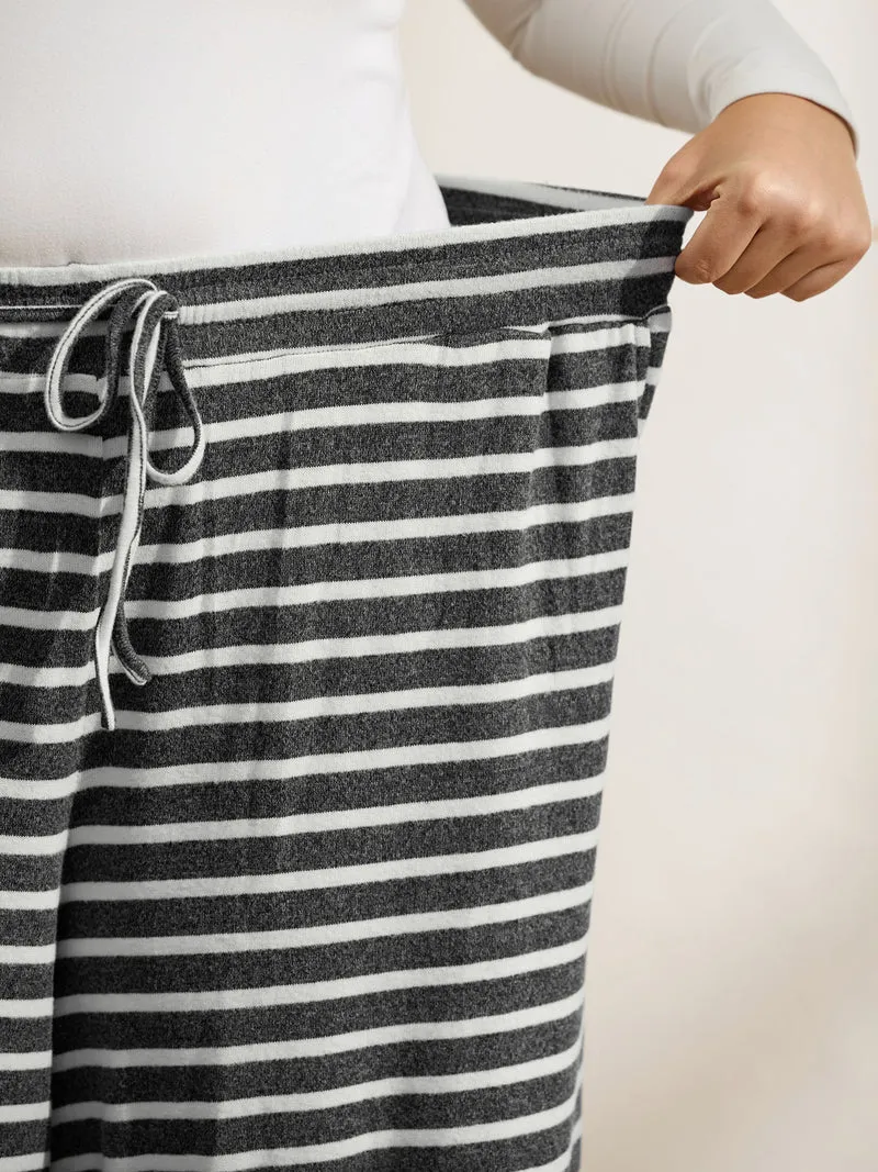 Stretchy Stripes Drawstring Wide-Leg Pants