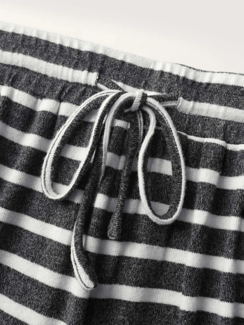 Stretchy Stripes Drawstring Wide-Leg Pants