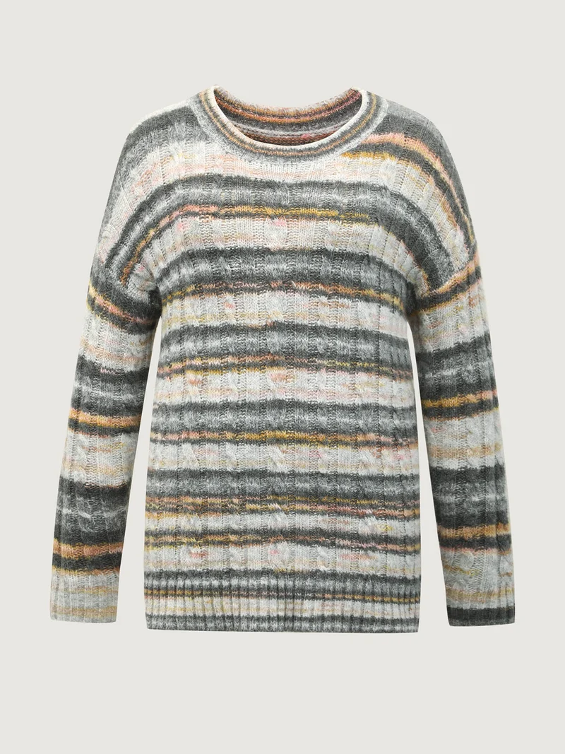 Heather Twist Textured Round Neck Pullover