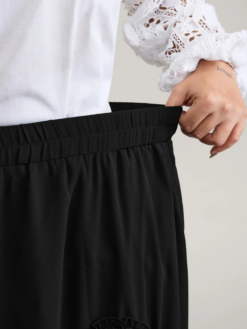 Ruffled Trim Sheer Midi Skirt