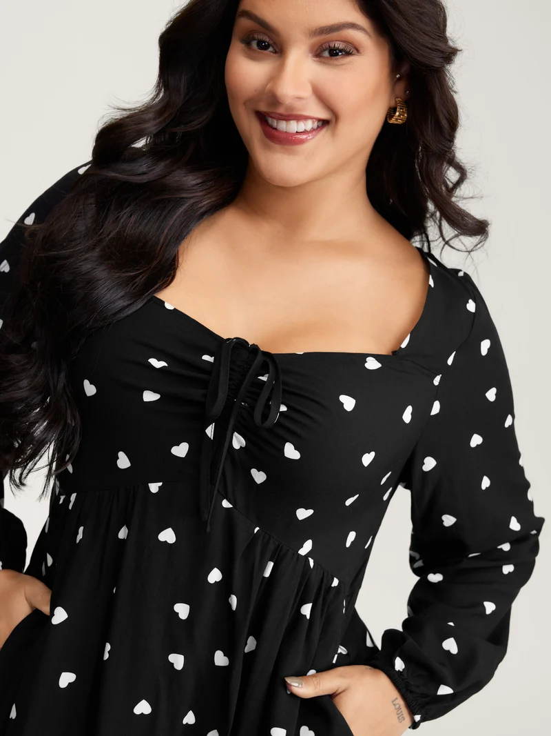Supersoft Hearts Back Cut-Out Drawstring Midi Dress