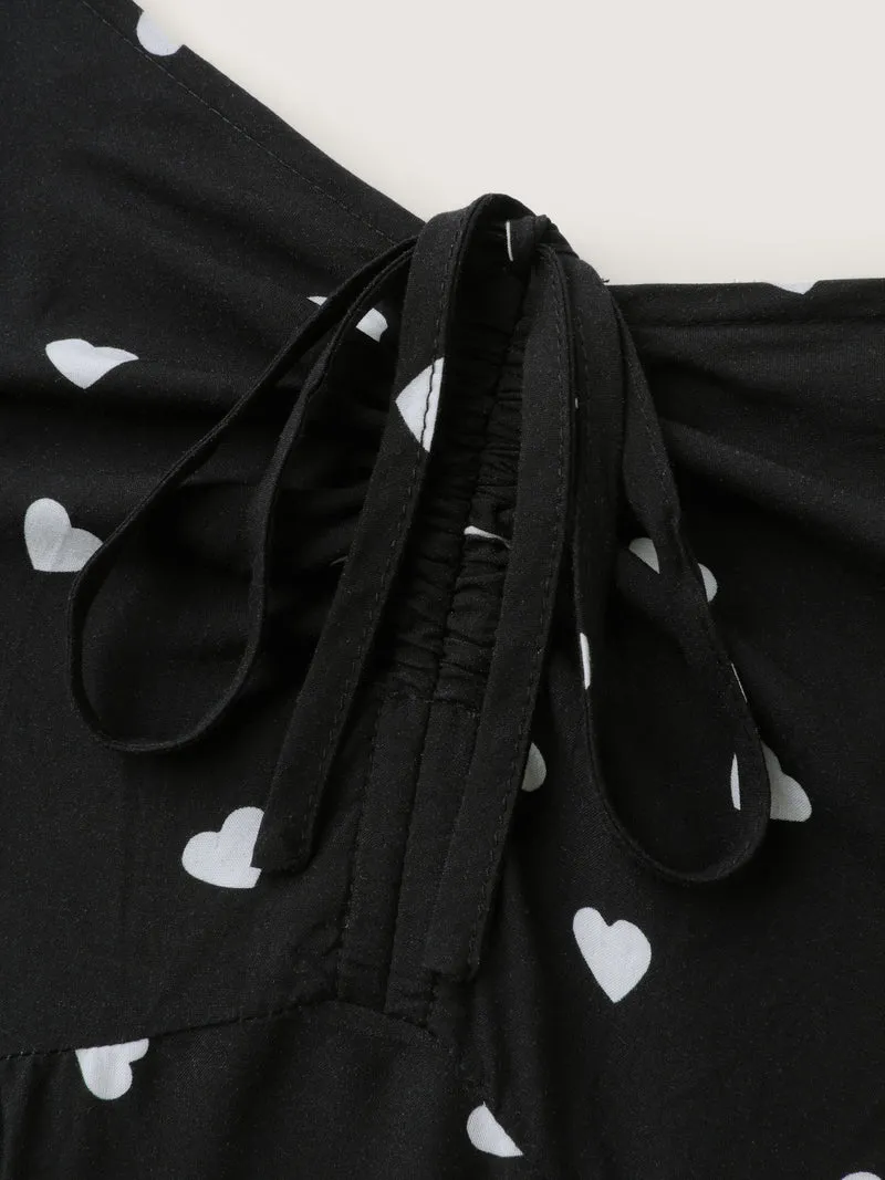 Supersoft Hearts Back Cut-Out Drawstring Midi Dress