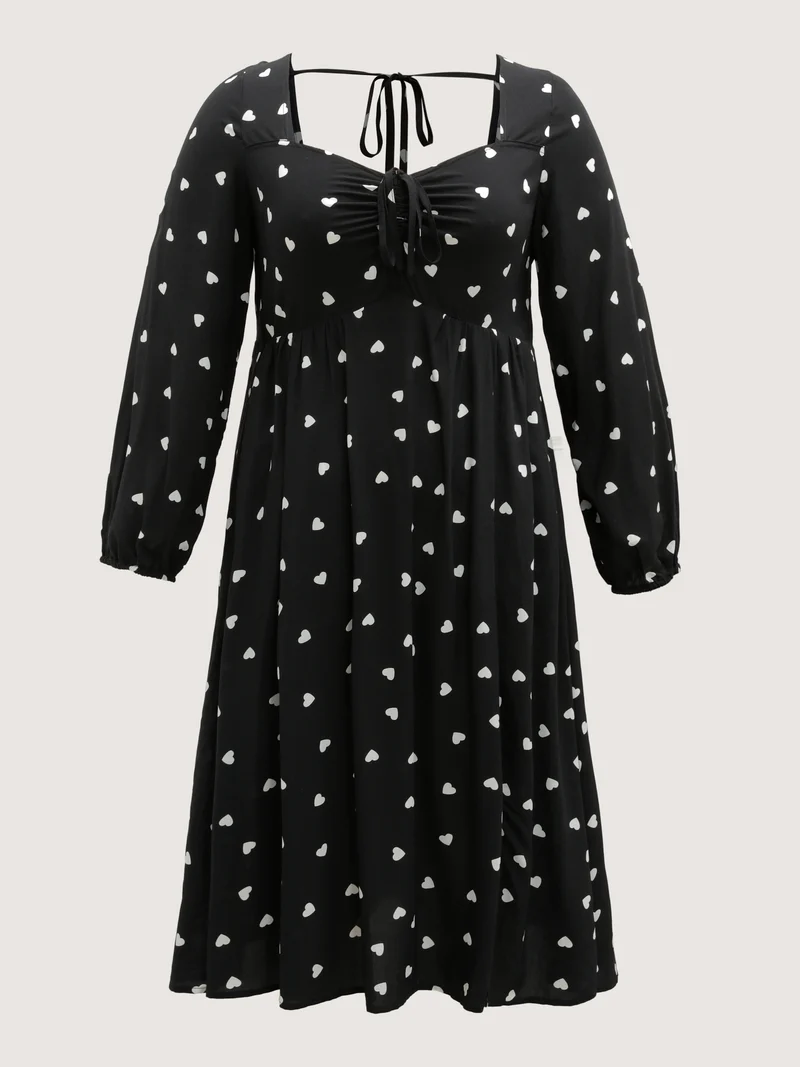 Supersoft Hearts Back Cut-Out Drawstring Midi Dress