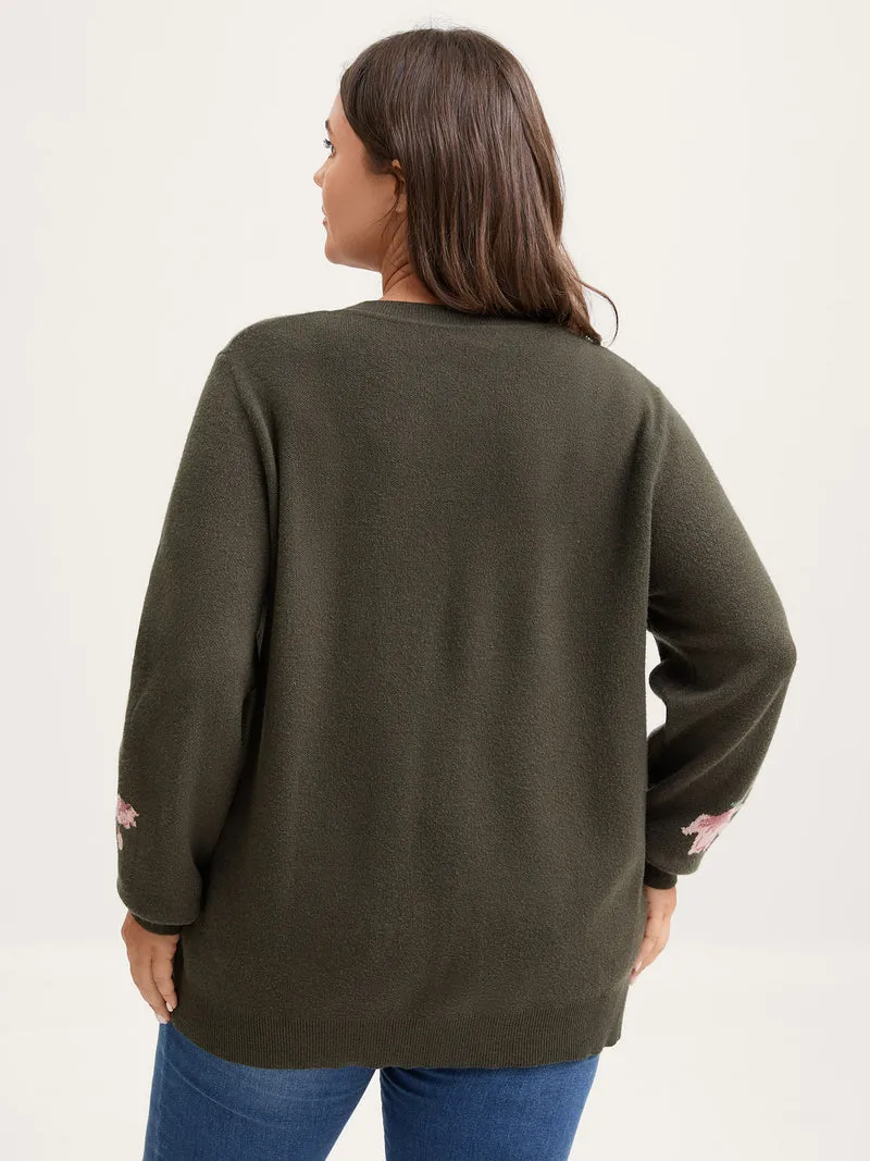 Supersoft Floral Print Button-Down Knit Cardigan