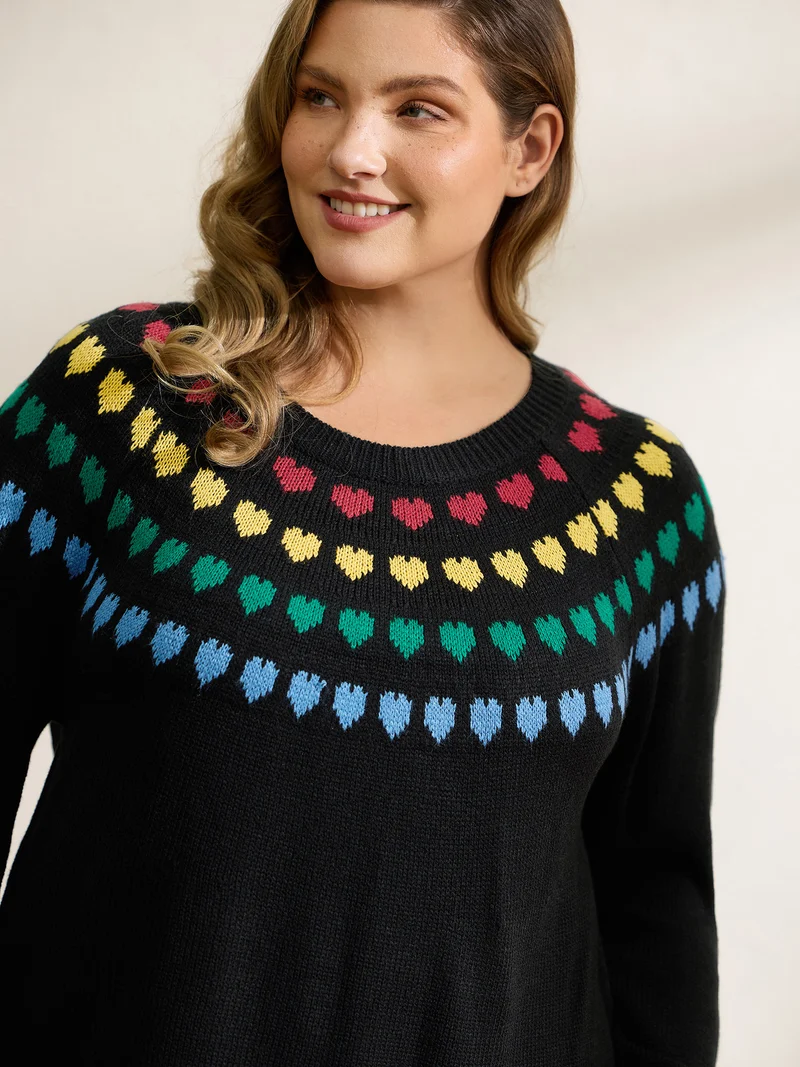 Fair Isle Hearts Yoke Pullover