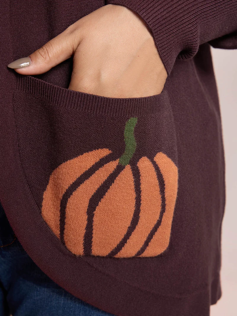 Supersoft Pumpkin Pockets Supersoft Curvy Hem Cardigan