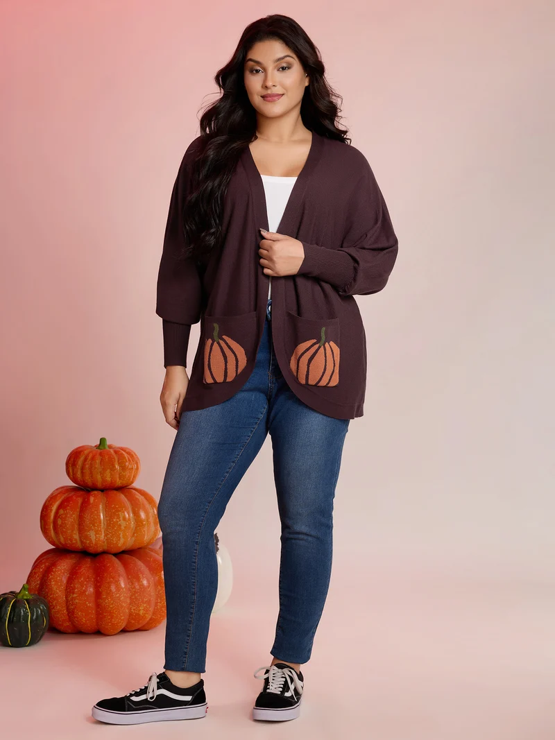 Supersoft Pumpkin Pockets Supersoft Curvy Hem Cardigan