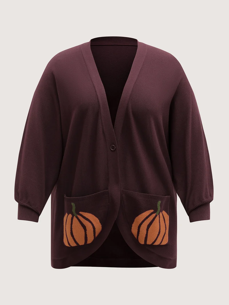 Supersoft Pumpkin Pockets Supersoft Curvy Hem Cardigan