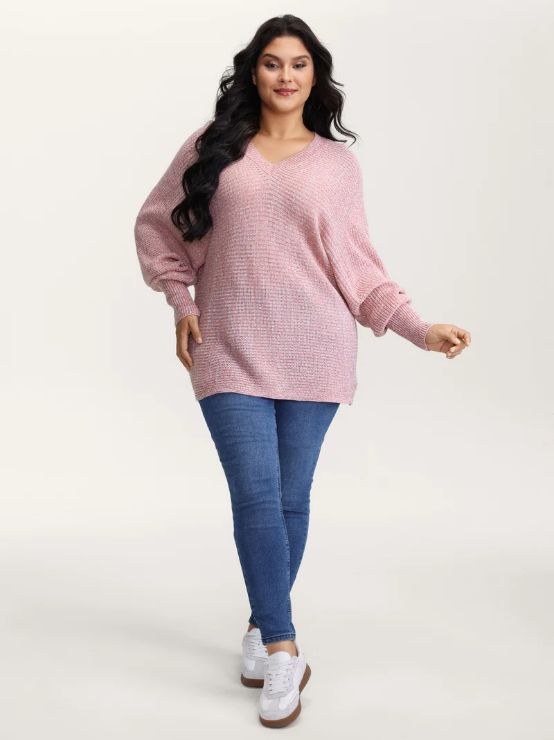 Heather Textured Dolman Sleeve Pullover