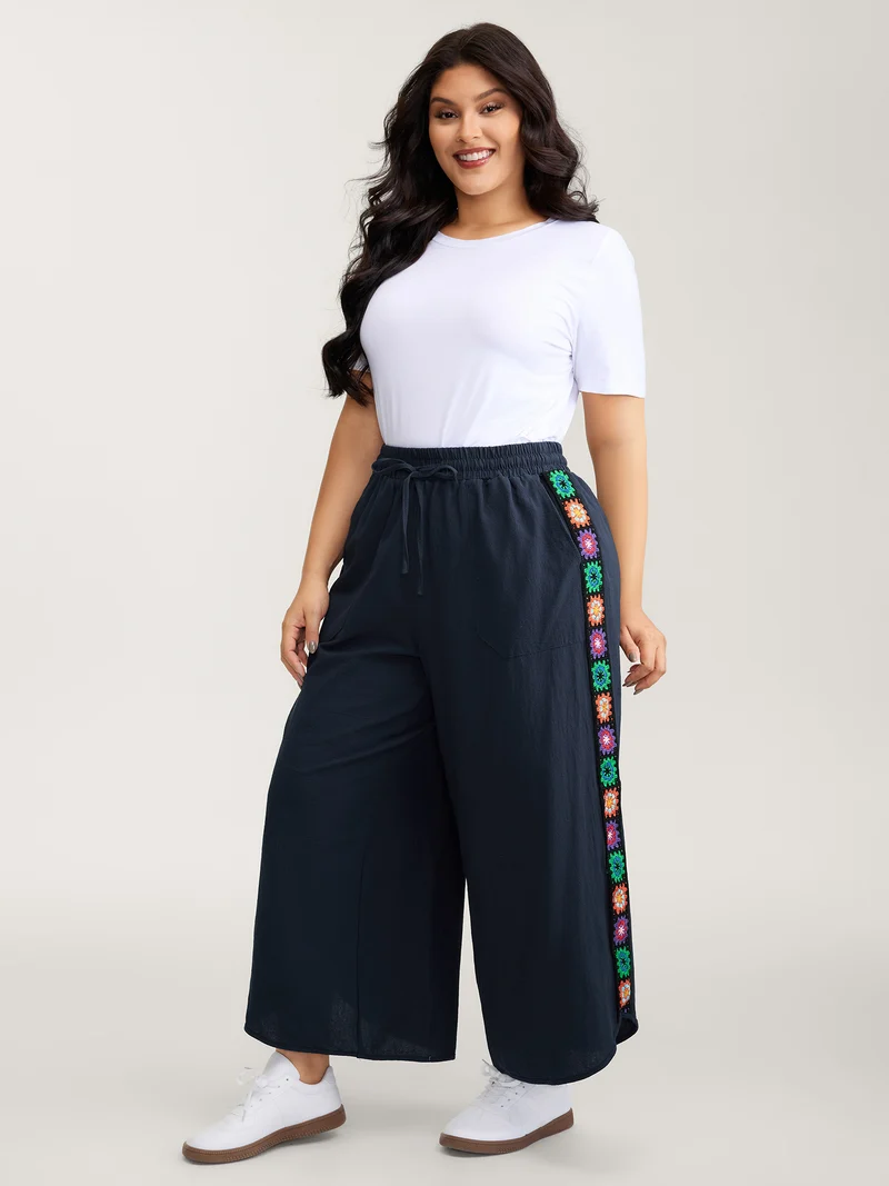 Waist Drawstring Wide-Leg Pants