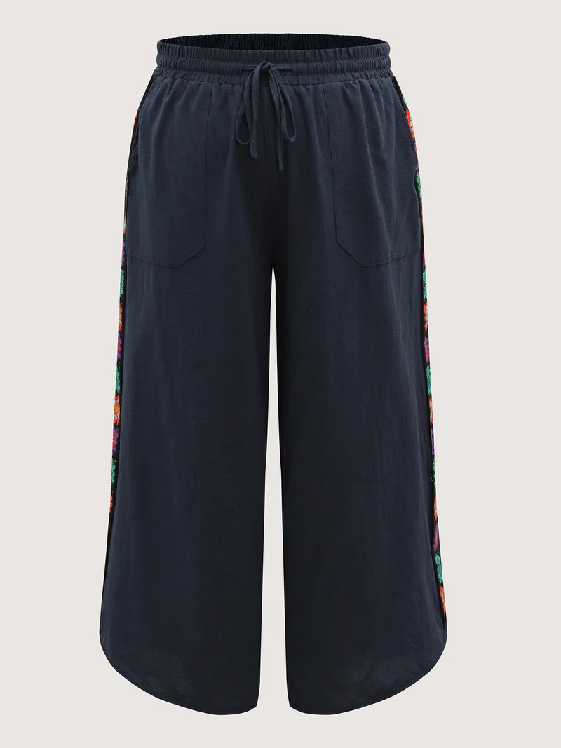 Waist Drawstring Wide-Leg Pants