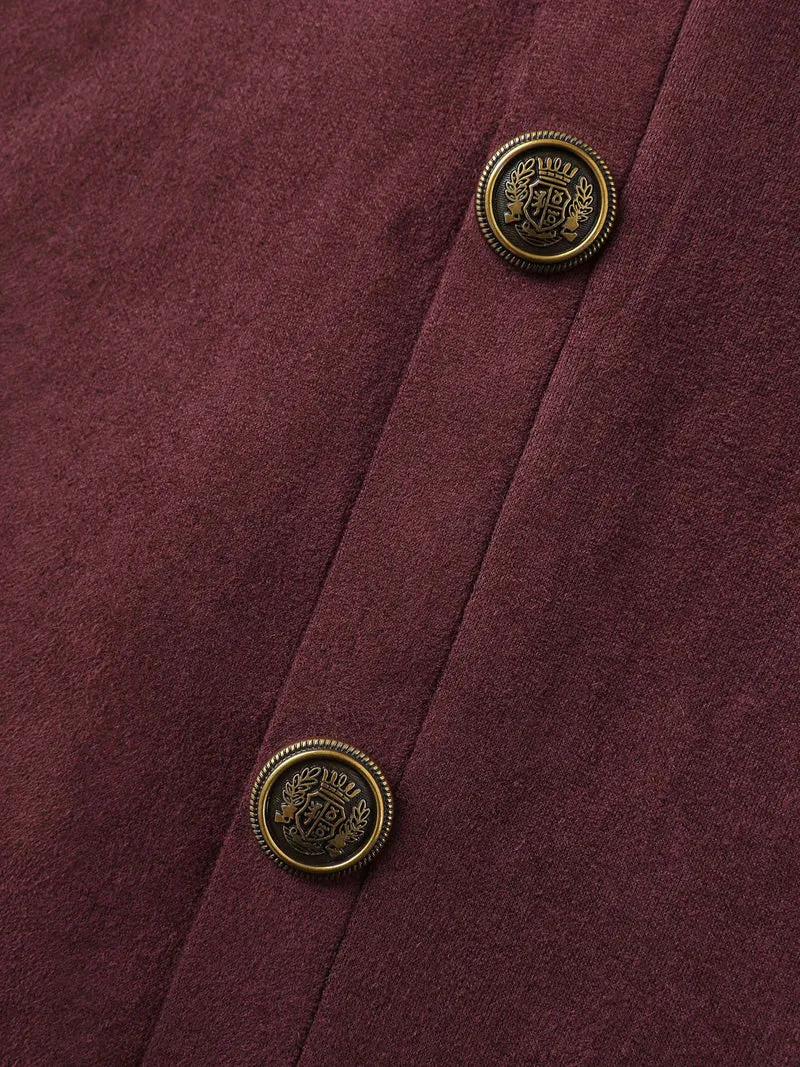 Airy Suede Bronze Button Detail Jacket