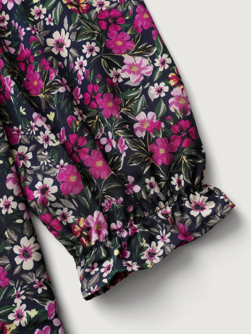 Floral Print Back Bowknot Blouse