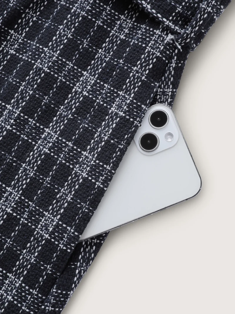 Tweed Pockets Belted Button Coat