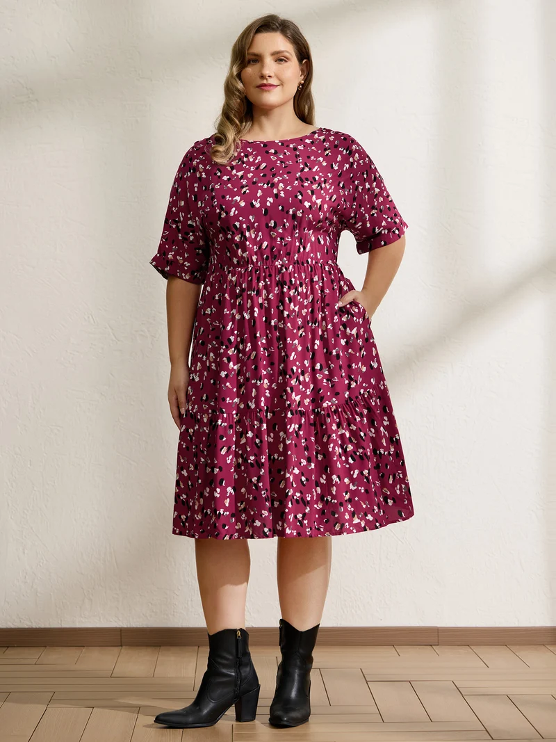 Leopard Print Backless Tie Pockets Midi Dress