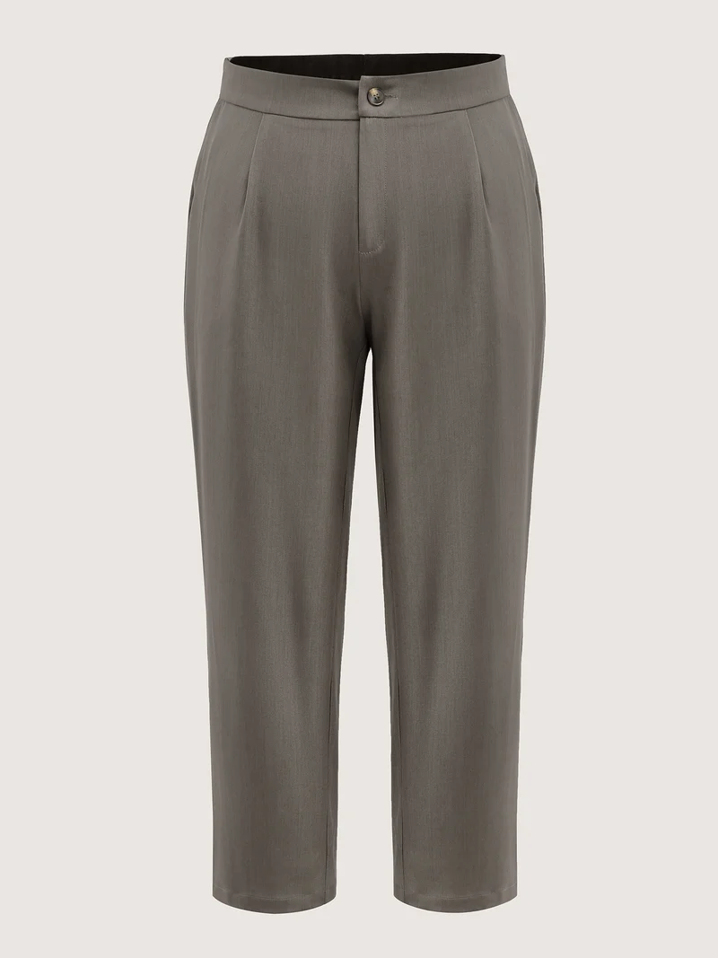 Waist-Cinched Spliced Straight-Leg Pants