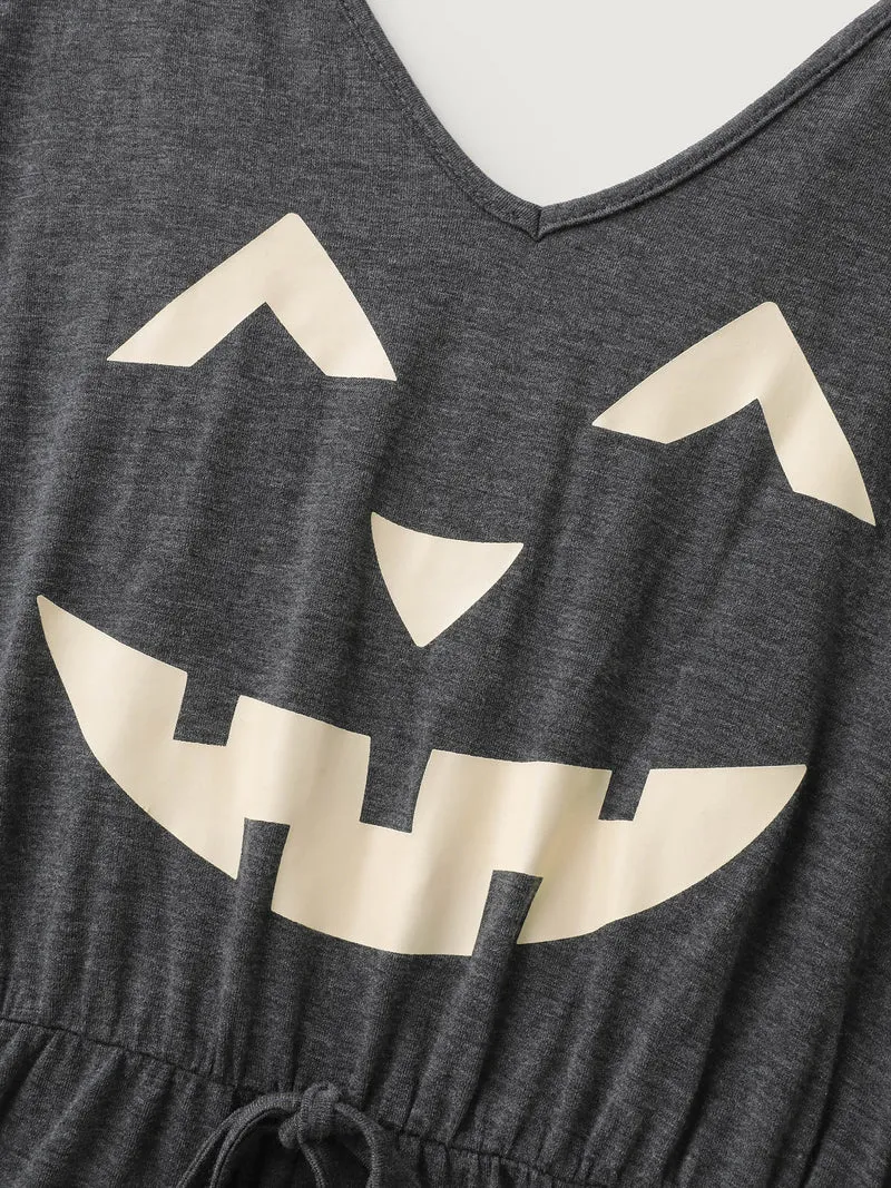 Pumpkin Carved Comfy Knit Lounge Jumpsuit