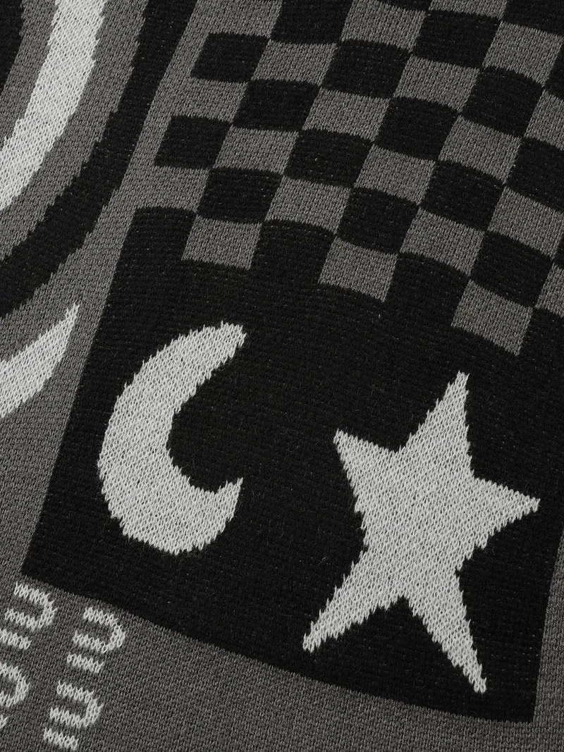 Halloween Cat Print Contrast Pullover