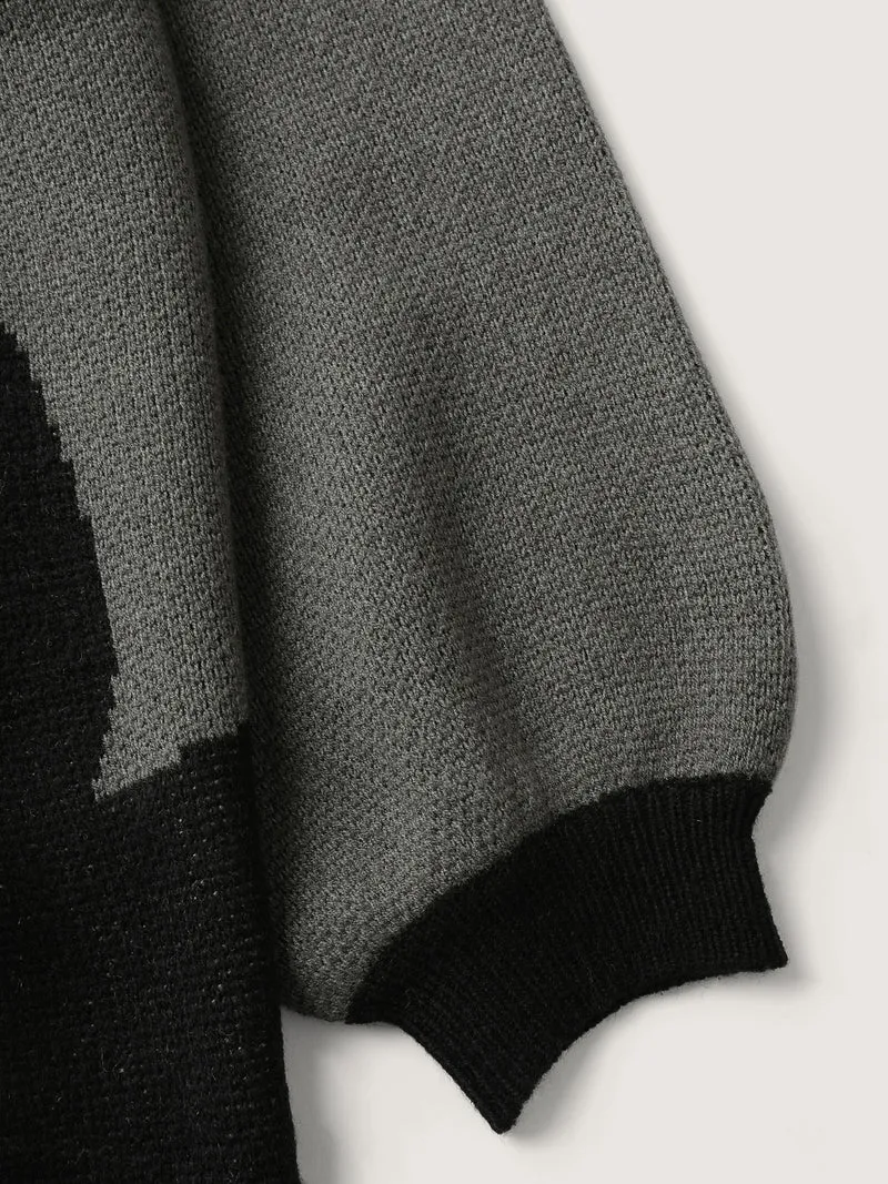 Halloween Cat Print Contrast Pullover