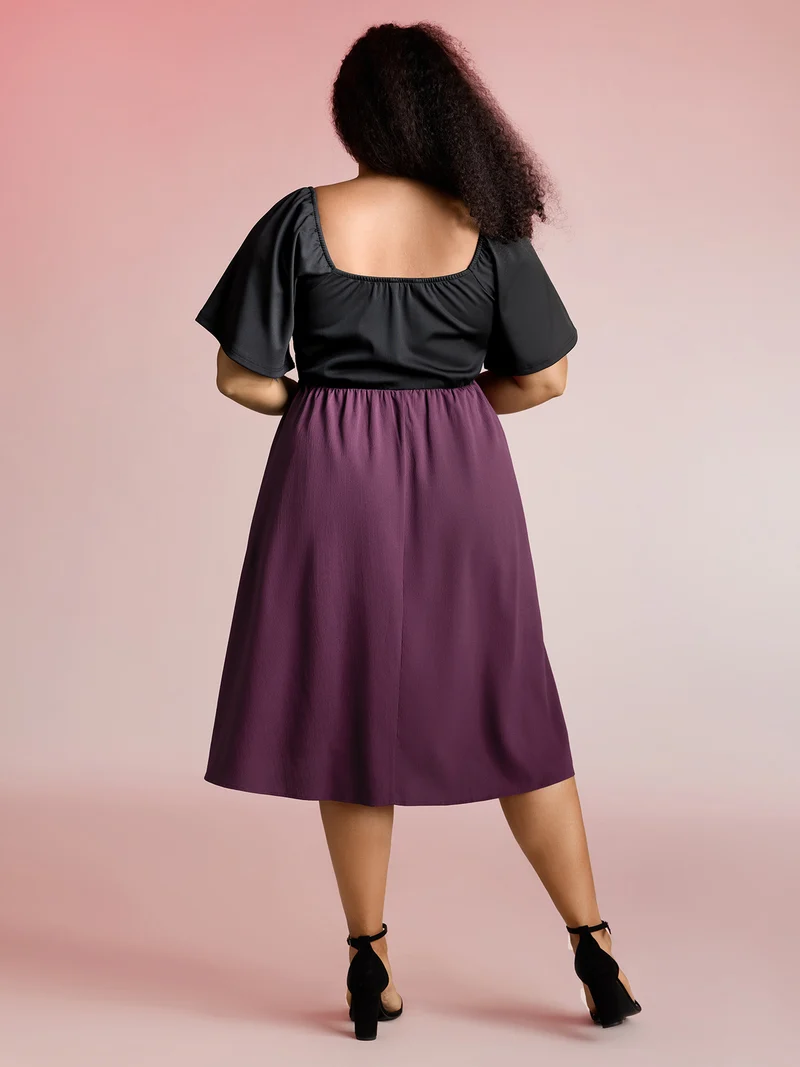 Wicked Halloween Print Contrast Button Midi Dress