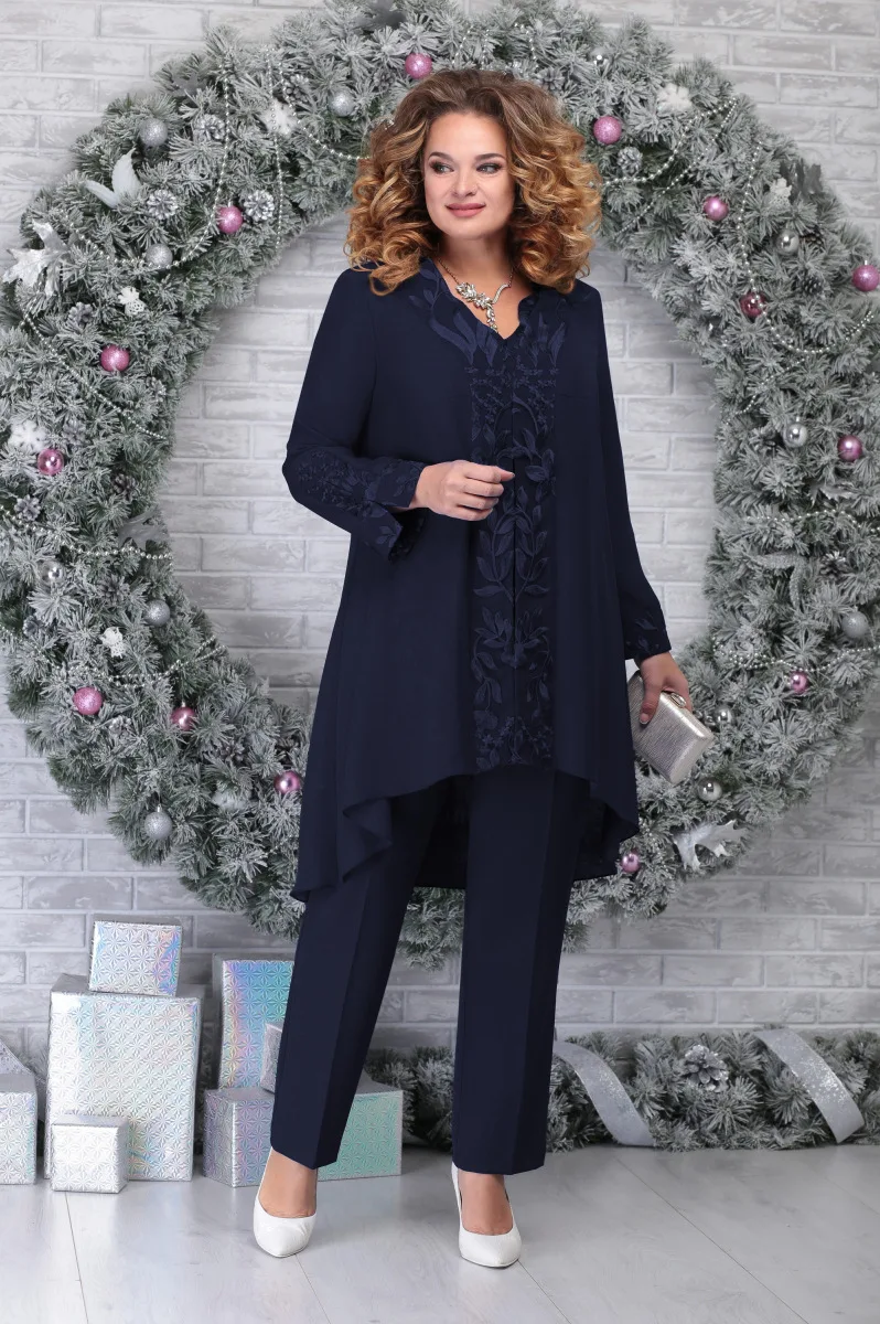 Ensemble Femme Plus-Size avec Détails Brodés Haut de Gamme