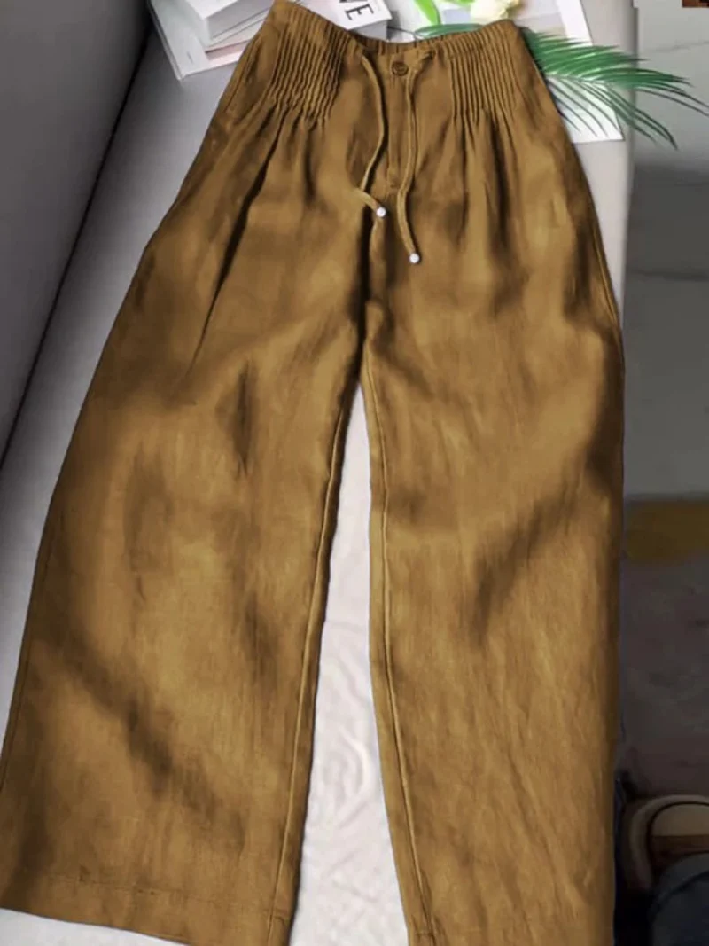 Camille | Pantalon large en coton et lin mélangés