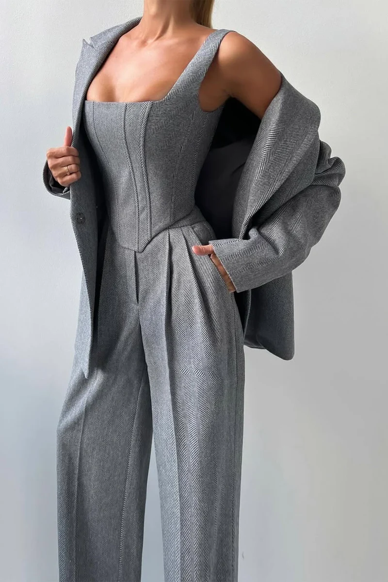 Dolce | Ensemble trois pièces avec blazer croisé