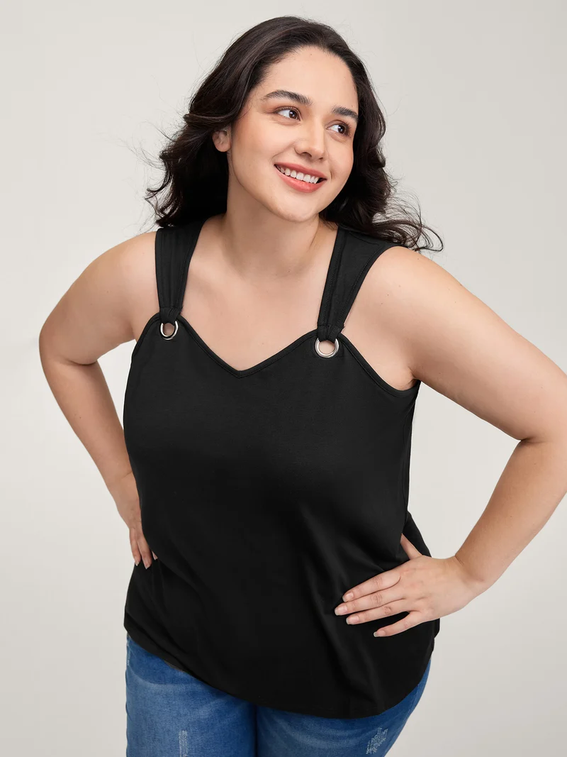 Overall Straps Drapey Solid Tank Top