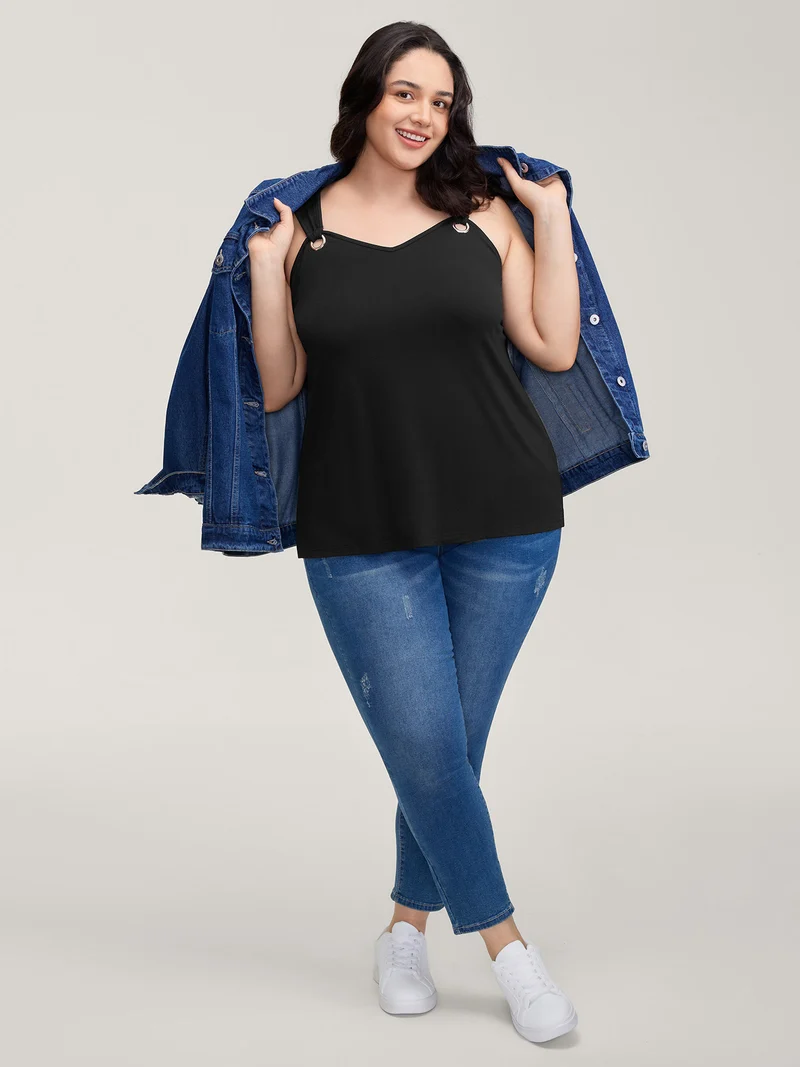 Overall Straps Drapey Solid Tank Top