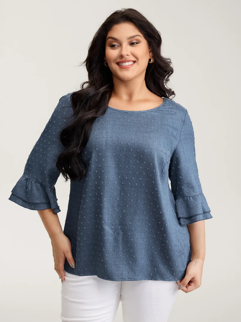 Textured Backless Lace Trim Blouse