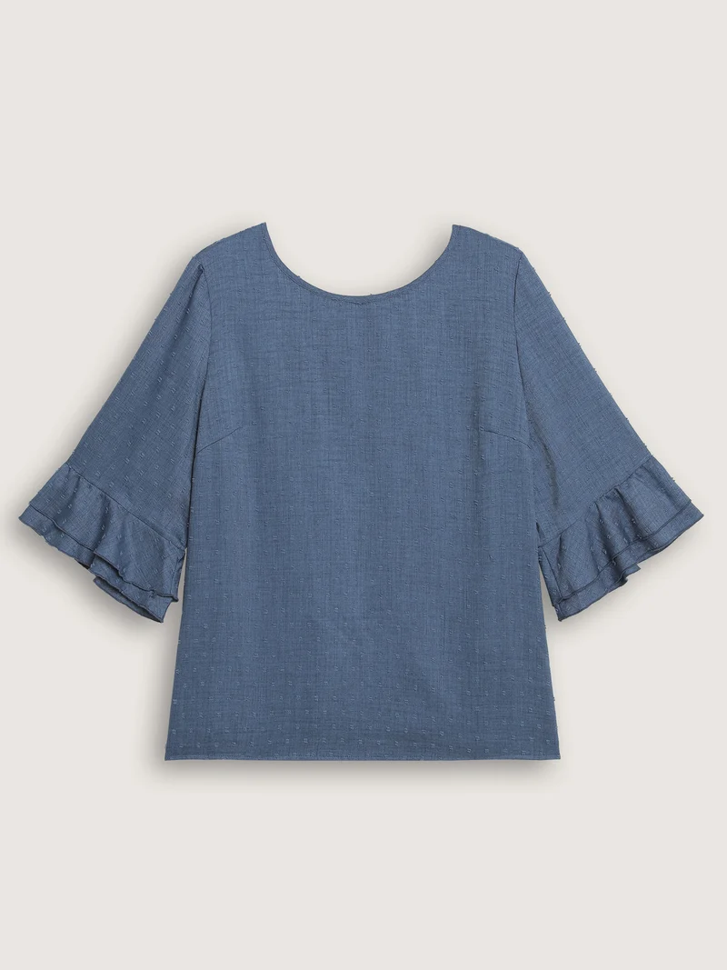 Textured Backless Lace Trim Blouse