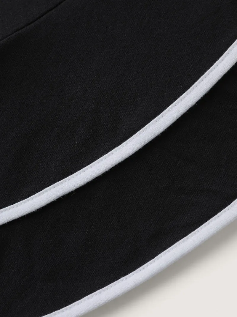 Stretchy Color Contrast Layered Sleeve T-Shirt