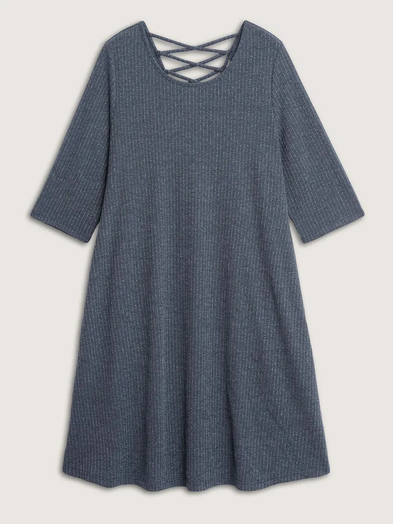 Heather Back Cut-Out Solid Midi Dress