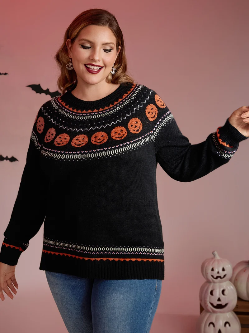 Halloween Fair Isle Yoke Pullover