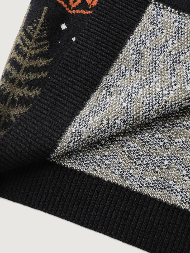 Fox in Forest Contrast Knit Cardigan