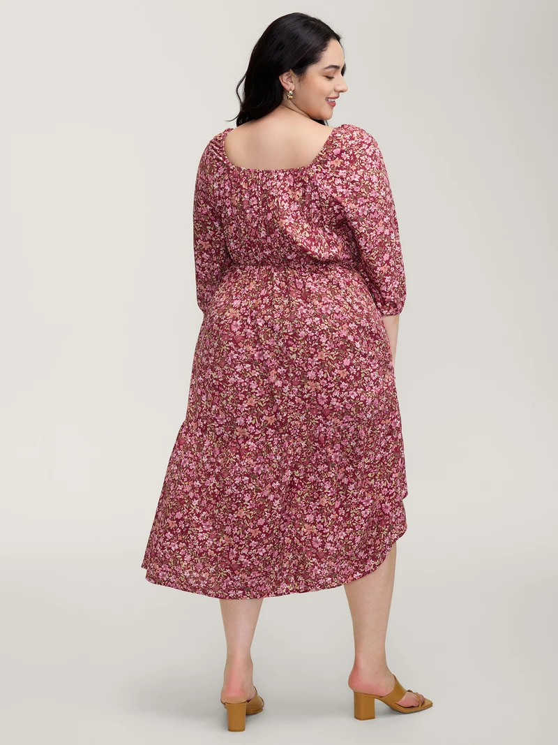 Fall Florals Gather Bust Button Maxi Dress