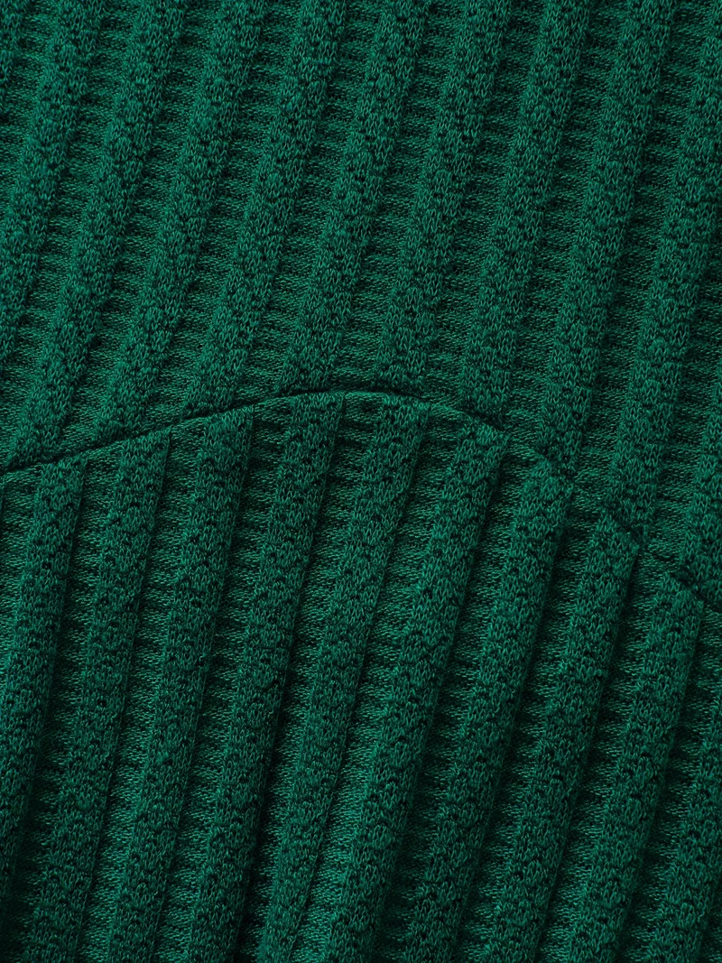 Textured Knit V-Neck Cinched-Waist Tank Top
