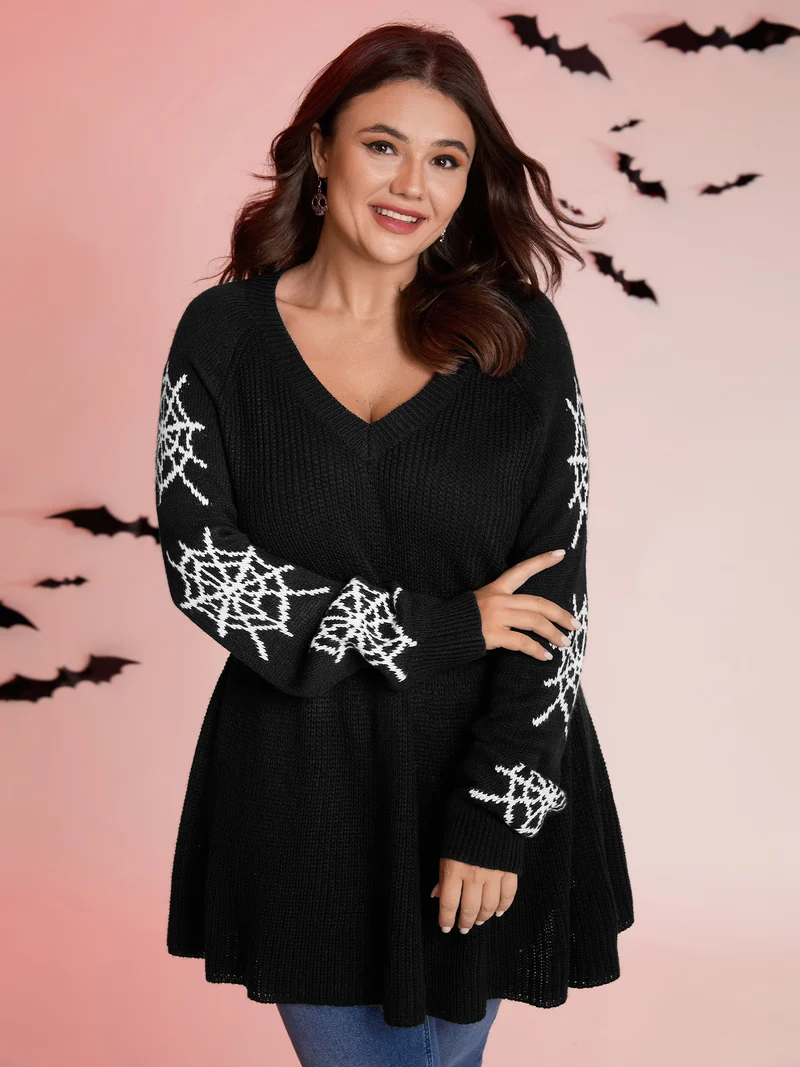 Spiderweb Waist-Cinched Flared Pullover
