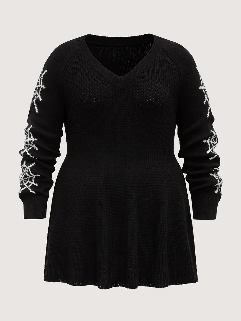 Spiderweb Waist-Cinched Flared Pullover