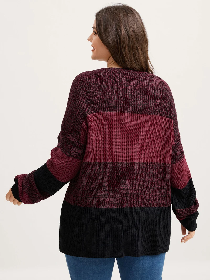 Color Block Yarn Blend Pullover