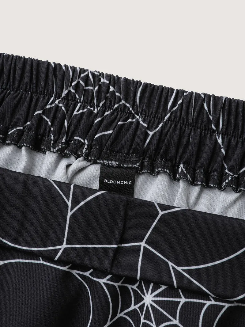Spiderweb Halloween Print Mini Skirt