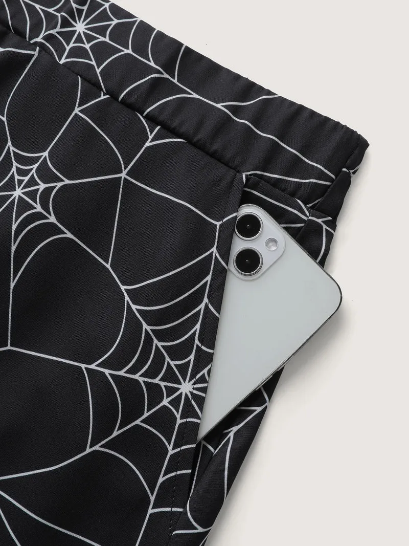 Spiderweb Halloween Print Mini Skirt