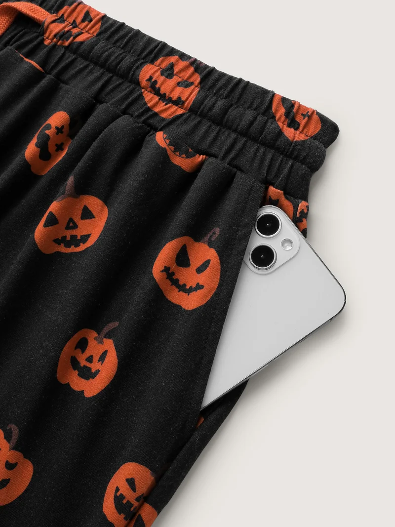 Pumpkin Everywhere Contrast Drawstring Pants