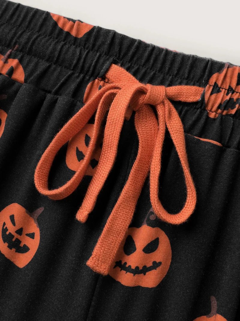 Pumpkin Everywhere Contrast Drawstring Pants